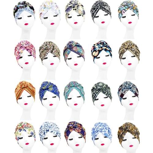 2020 new style European and American popular retro turban hat African handmade swirl flower hat Bohemia fashion caps