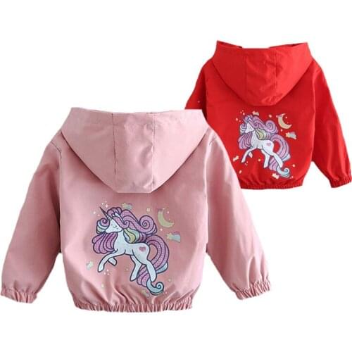 2-10 Years Girls Coat 2021 New Spring Autumn Unicorn Windbreaker Jacket For Girl Kids Birthday Present Children Outerwear