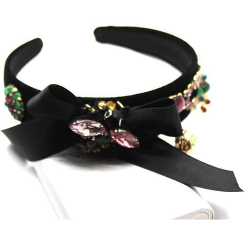 New Luxury Baroque Crystal Gem Headband Jewelry Bee Hairband Rhinestone Wedding Flower Fashion Bride Simple Hair Band for Woman