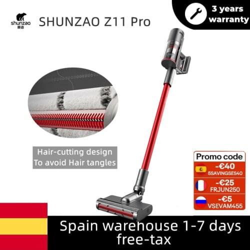 XIAOMI Design Vacuum Cleaner SHUNZAO Z11Pro OLED display Self-clean Hair cutting 26000Pa Replaceable battery Design 110V-220V