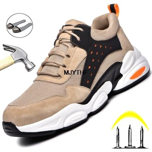 Work Shoes 2021 New Sneaker Steel Toe Safety Shoes Men Indestructible Shoes Breathable Light Work Sneakers Puncture-Proof Boots