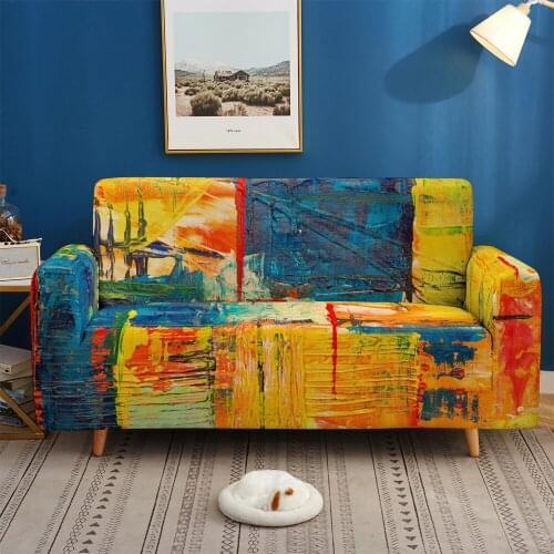 Graffiti 3D Colorful Sofa Covers Stretch Slipcovers Sectional Elastic Stretch for Living Room Couch Cover L shape 1/2/3/4 Seater