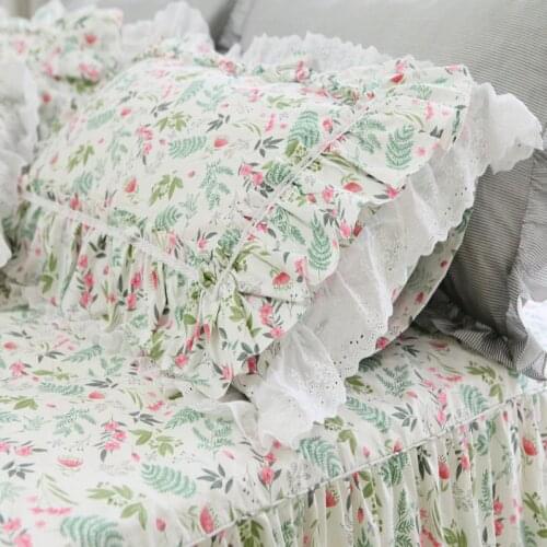 2pcs Luxury ruffle lace pillow case European Garden print pillowcase Bedding pillow cover Princess pillow cases pillow sham sale