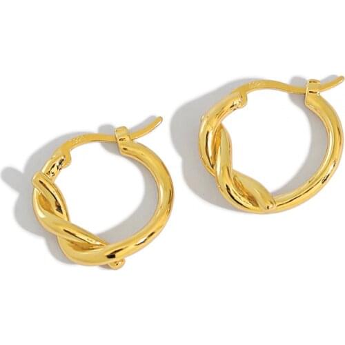 SHANICE S925 sterling silver earrings ins minimalist cold wind twisted rope earrings female Simple Personalized party gift