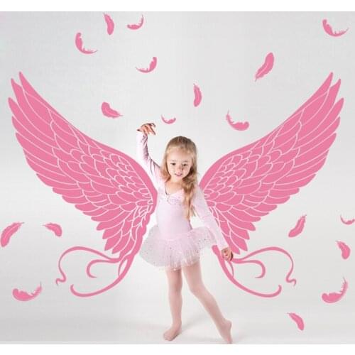 [SHIJUEHEZI] Angel Wing Wall Stickers Vinyl DIY Self adhesive Feathers Wall Decals for Kids Rooms Nursery Home Decoration