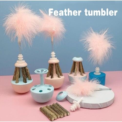 Feather tumbler automatic cat stick wooden tumbler cat toy