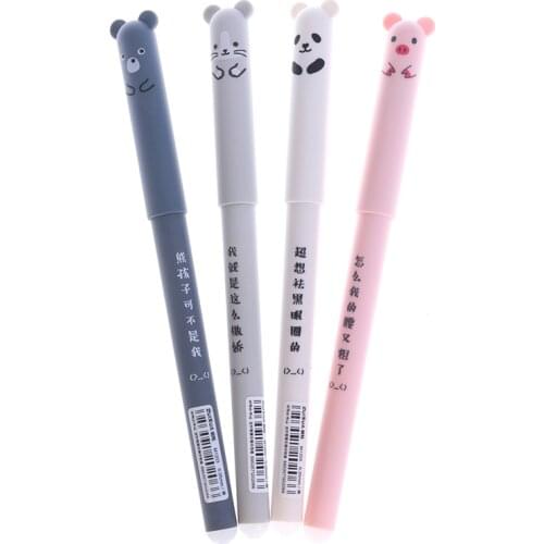 4 Pcs/set Kawaii Pig Bear Cat Mouse Erasable Gel Pen School Office Supplies