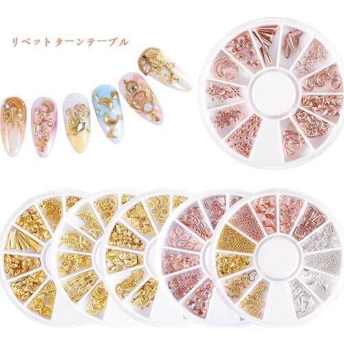 Rose Gold Silver 3D Metallic Rhinestone Irregular Hollow Rivets Studs Manicure For DIY Nail Art Gel Tips Decoration Accessories
