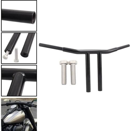 Black Steel 12" Rise 1" Diameter Street Slammer T-bar H-bar Handlebar For Harley Dyna Softail FLD FXDB FXDF FLHR FLHRC Universal