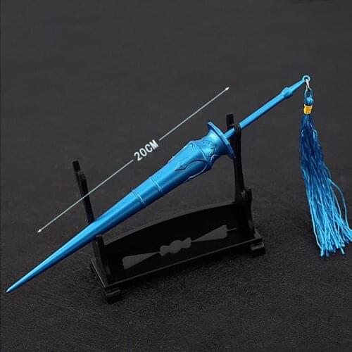 Doula Continent Game Related Products 20cm Genji Tang Sanlan Silver Spear Alloy Sword Weapon Model Holiday Gift Crafts Ornaments