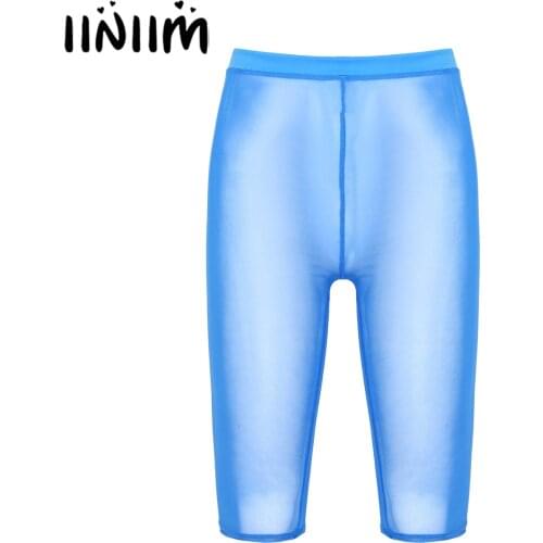 Iiniim Women Sexy See-through Mesh Shorts Ladies Solid Color Elastic Waistband Sheer Short Leggings for Gym Workout Fitness