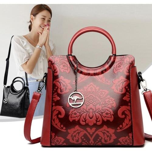 3 Layers of Pockets Women Handbags Fashion Flower Pattern Shoulder Bag PU Leather Ladies Messenger Bags Large Capacity Tote Bag
