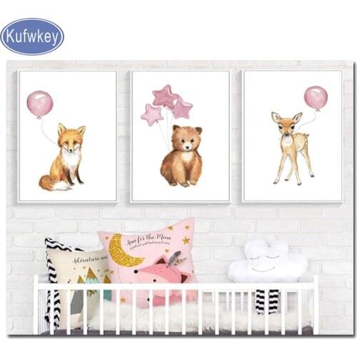3pcs/set Diamond painting Baby Animal Fox Bear Deer with Balloon diamond embroidery full square/round Rhinestone decoration home