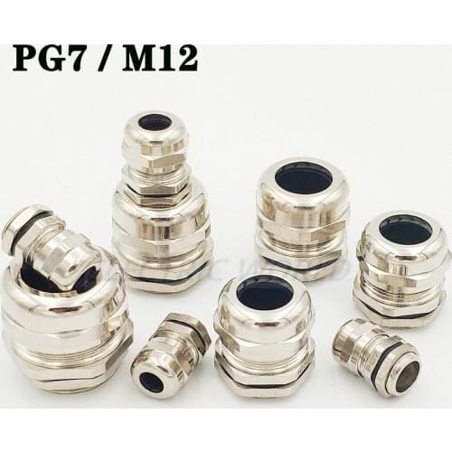 3pcs PG7 M12 Waterproof Cable Glands Nickel Brass Metal IP68 Wire Connector Wire Glands for 3.0-6.5mm Metal cable Connector