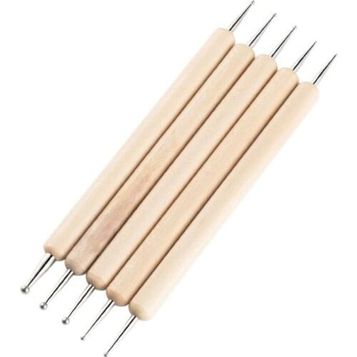 5 Pcs/set Wooden Nail Art Dotting Pen Double-point Drill Pen Nail Art Rhinestones Crystal for DIY Nail Art Dotting Pen Tools