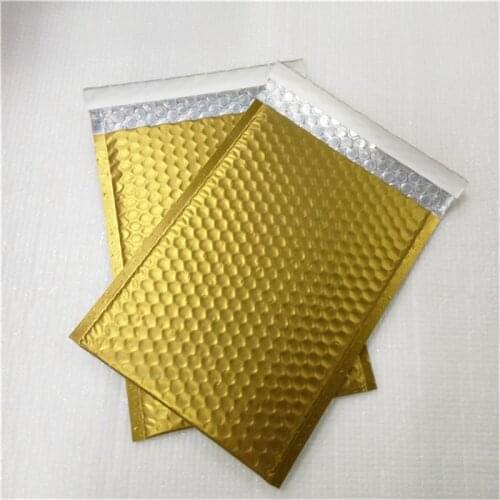 50pcs Bubble Buffer Self Adhesive Seal Bags PE Waterproof Plastic Cellophane Bags Gifts Bag Candy Pouch Jewelry Packaging Gold