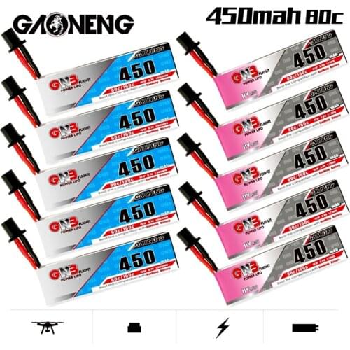 1-10PCS GAONENG GNB 1S 3.7V/3.8V 450mAh 80C/160C HV Lipo Battery GNB27 Plug for RC FPV Racing Drone Quadcopter Frame Kit Parts