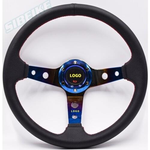 Car Accessories Racing Universal Sport Neo Chrome Steering Wheel With Horn Button Cover