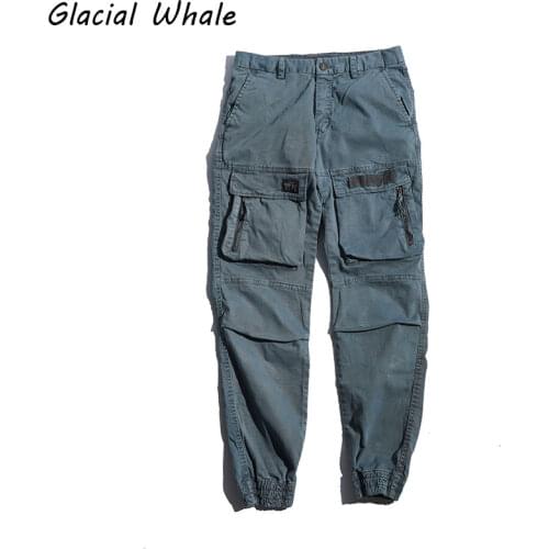 GlacialWhale Mens Cargo Pants Men Fashion Multi-pocket Joggers Male Hip Hop Japanese Streetwear Trousers Jogging Pants For Men
