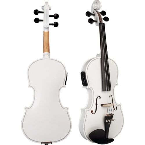 4/4 White Solid Wood Electric Violin Kit with Bow, Case and Rosin