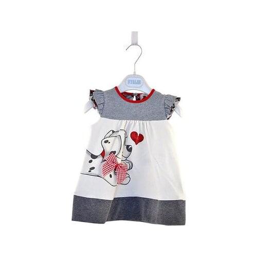 Citgeett Summer Kids Girls Dress Ruffle Sleeve Heart Printed Sundress Bow Back Button Loose Clothes