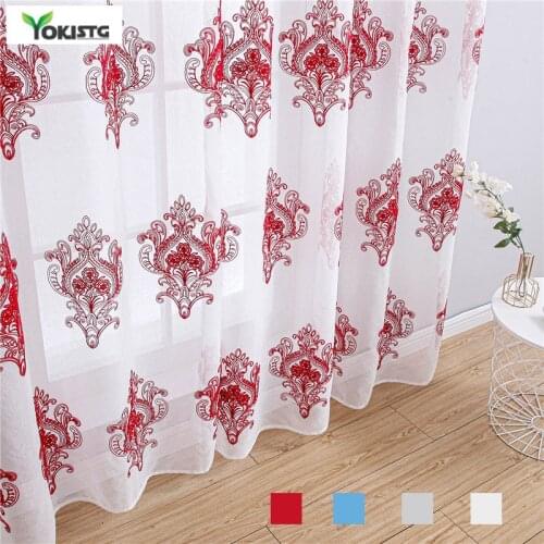 Elegant Sheer Curtains for Living Room Embroidered Tulle Curtains White Voile Curtains Panel Tulle for Windows Luxury Home Decor