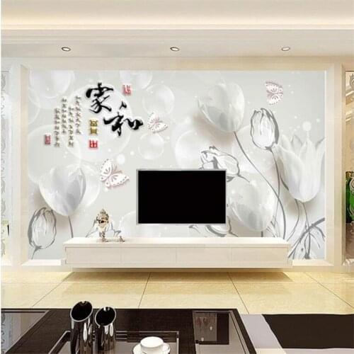 Custom wallpaper 3d tulip mural large living room bedroom фотообои TV background wall decorative painting фотообои 3d на стену