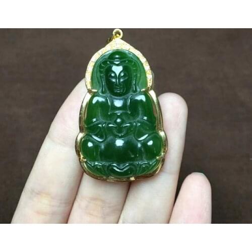 J02#Hetian jade jade lotus Guanyin pendant, jade is warm and delicate
