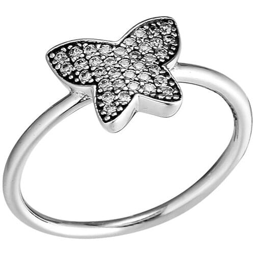 Butterfly Rings 100% 925 Sterling Silver Jewelry with Clear CZ Free Shipping