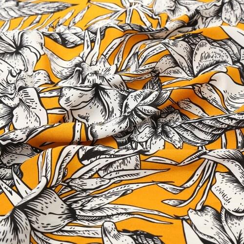 Crepe Chiffon Flower Print Not See Through Dress Fabric Skirt Scarf Patchwork Material