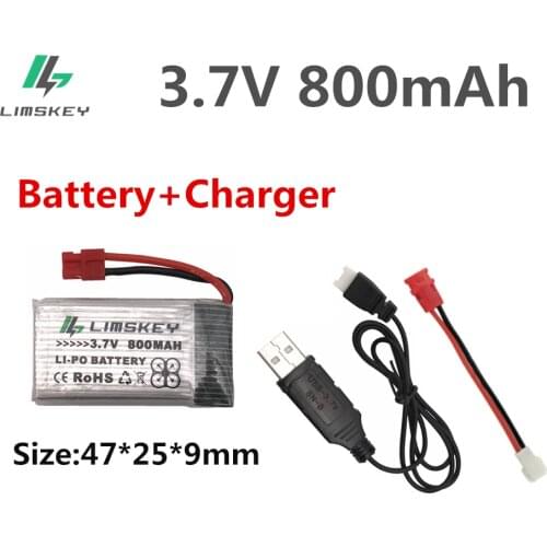 Limskey Battery 3.7V 800mah Lipo Battery For SYMA X5uw x5uc x5hw x5hc With USB charger Helicoper Lipo battery 3.7 V 800 mah
