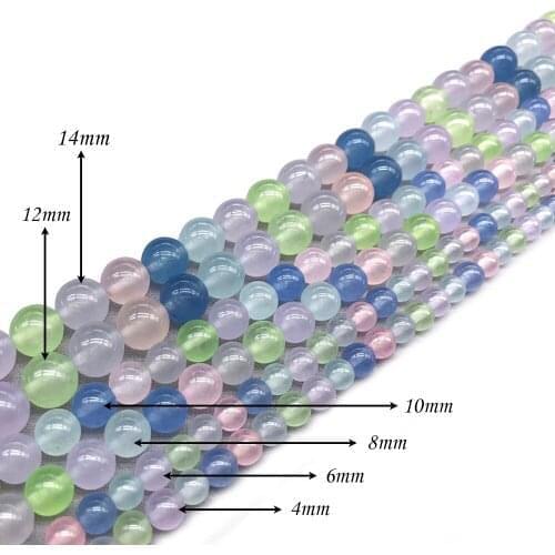 Natural Stone Mixed Color Round Loose Charm BeadsFitMulti-purpose Jewelry Making 4 6 8 10 12 14 MMPick Size J327