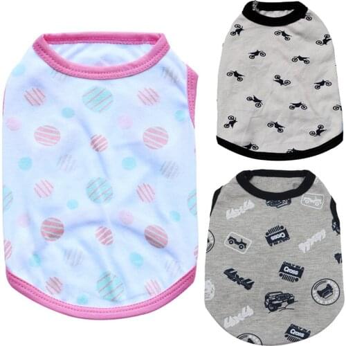Small and Medium-sized Dog Pet Clothes Cute and Fresh Printing Pattern Motorcycle Watermelon Ball Vest T-shirt Short-sleeved