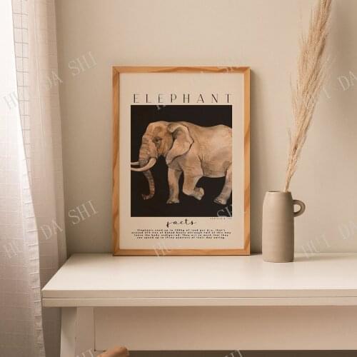 Elephant Print, Nursery Printable, African Animal Print, Kids Room Art Decor, Animal Facts Prints, Safari Animal Nursery
