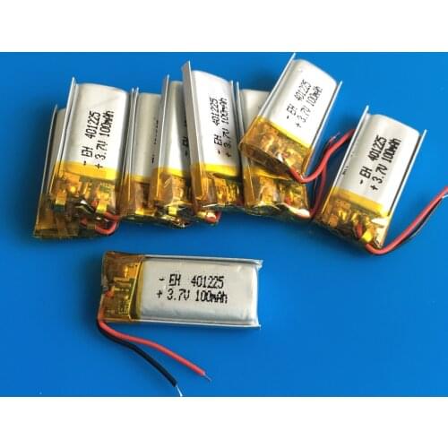 Wholesale 10 pcs 401225 100mAh lipo rechargeable battery lithium polymer Li ion for MP3 bluetooth watch MID headset headphon