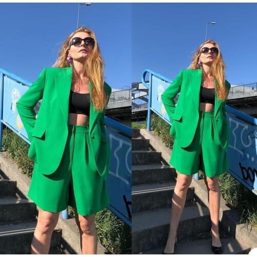 Sexy Women Suits High Quality Streetwear Catwalk Casual Daily Shorts Blazer Club Party Office Lady Coat 2 Pieces