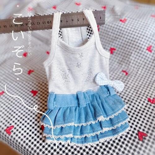 Handmade Dog Dress Pet Clothes Cotton Hot Drilling Stars Fashion Leisure Wear Jean Skirt Poodle Maltese Drop Shipping
