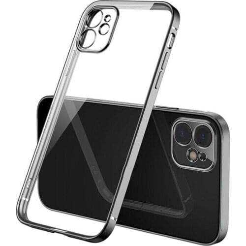 Electroplating Square Frame Clear Soft Case Case For IPhone 11 12 Pro Max X XR XS SE 2020 Luxury Protective Soft TPU Cover