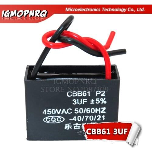 5pcs CBB61 3uf starting capacitance AC Fan Capacitor igmopnrq 450V CBB Motor Run Capacitor