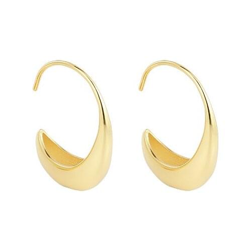 Punk 18K Gold 925 Sterling silver Smooth Geometric Ear pierce Earrings jEWELRY TLE2188