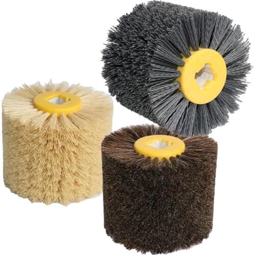 1pc Deburring Nylon Abrasive Wire Drawing Round Brush Head Polishing Tool Sisal Horse hair brush For Furniture Wood Sculpture