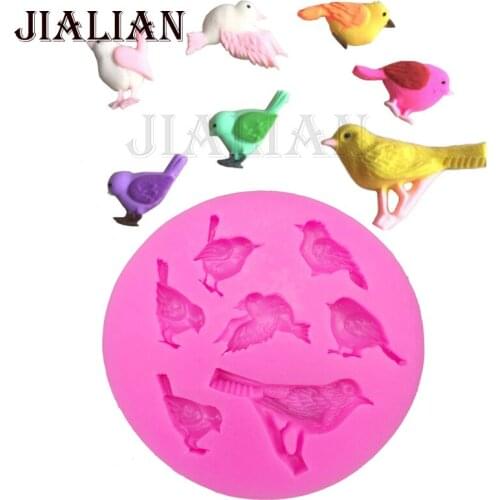 7 Hole Birds chocolate Party DIY fondant baking cake decorating tools silicone mold used to easily create poured sugar T0093
