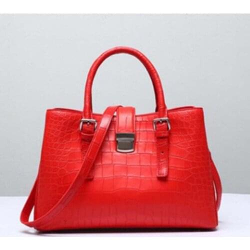 Ourui crocodile belly Female bag Genuine leather female handbag Women handbag women bag 33cmX22cmX12cm
