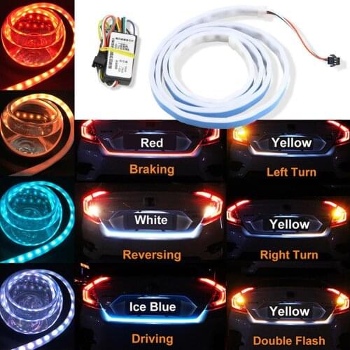 LED Car Van Trunk Tailgate Tail Light Turn Signal Brake Running Flow Strip Lamp