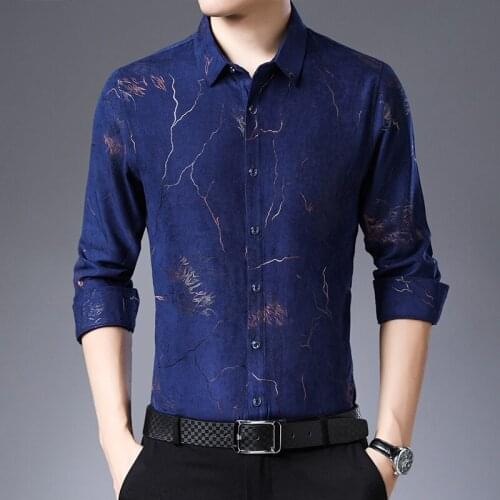 High-quality Luxury Mens Shirts Mens Long-sleeved Shirts Slim Young and Middle-aged Casual Printed Fashion Shirts Men Shirt