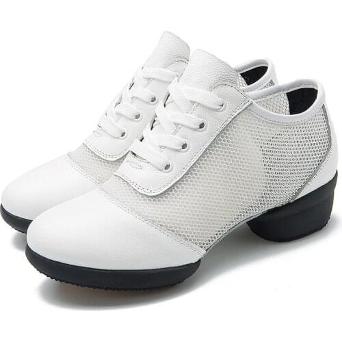 Suede Dance Shoes Female Ballroom Dancing Shoes Woman Dancers Square Shoes Soft Bottom Sandals Tennis Shoe Square Dance Net