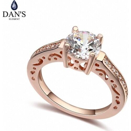 DANS Real Austrian Crystals Brand AAA Zirconia Micro Inlays Fashion Ring for women New Geometric 110240rose