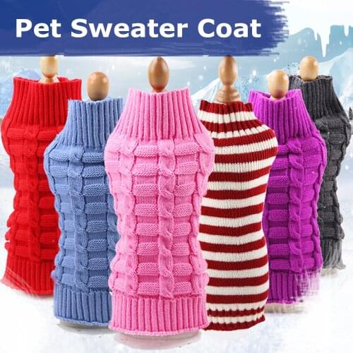 Winter Woolen Sweater Knitwear Puppy Clothing Classic Knit Dog Clothes Small Pet Dog Warm Hemp High Collar Coat Costume