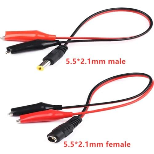 1PCS Alligator clip to Male or Female DC Power Plug Connector Adapter 25CM Wire 12V DC 5.5x2.1mm Clips Crocodile Test Leads