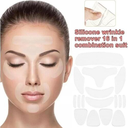 16pcs Reusable Silicone Anti Patches Rimpel Pads Removal Sticker Face Forehead Neck Eye Sticker Skin Care Patch
